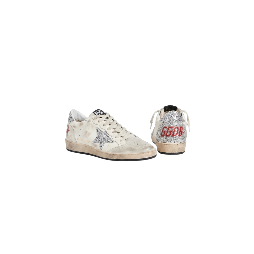 GOLDEN GOOSE BALLSTAR ESTRELLA PLATEADA GLITTER