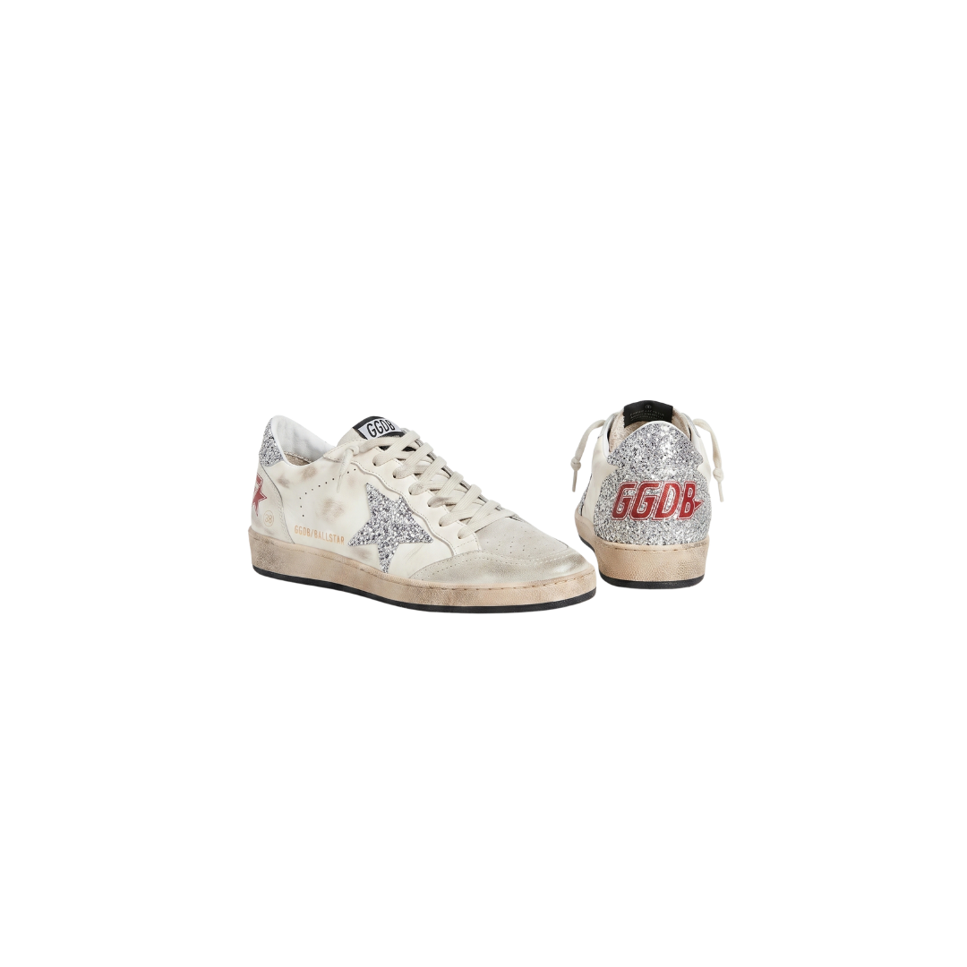 GOLDEN GOOSE BALLSTAR ESTRELLA PLATEADA GLITTER