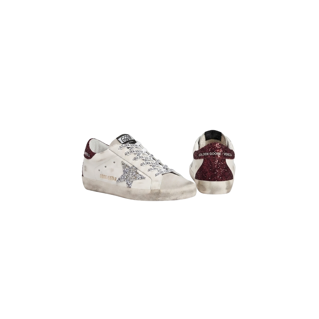 GOLDEN GOOSE ESTRELLA PLATEADA TALÓN GUINDA GLITTER